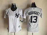 Women New York Yankees #13 Alex Rodriguez White Strip New Cool Base Stitched Baseball Jersey,baseball caps,new era cap wholesale,wholesale hats